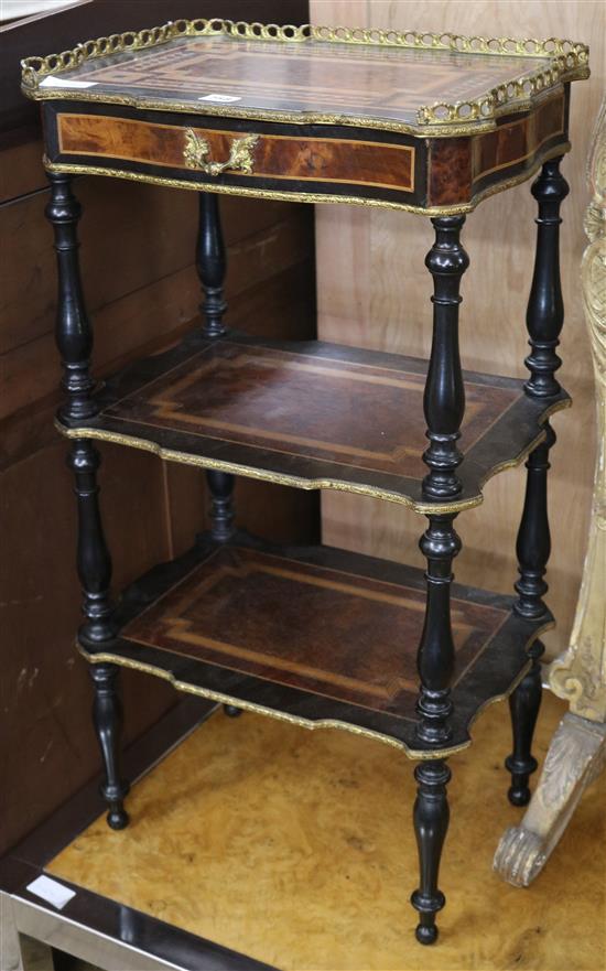 An inlaid etagere, W.46cm